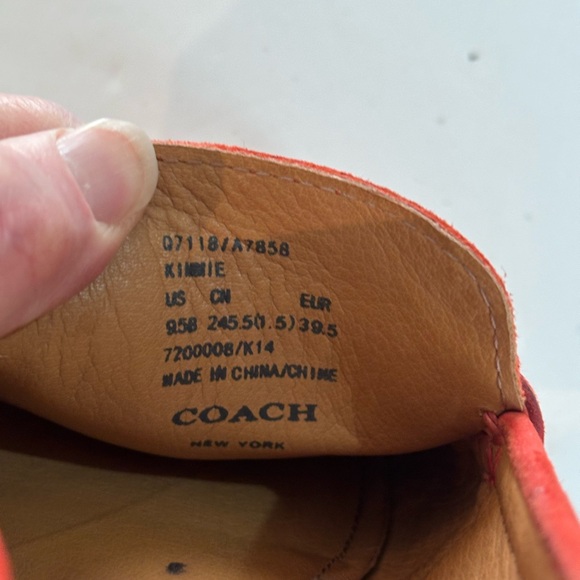 COACH KIMMIE Tomato Red Suede LOAFER SHOES 9.5M - Picture 8 of 14